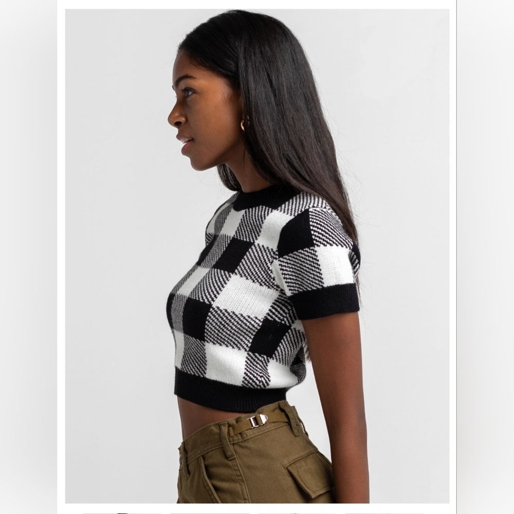 Plaid crop sweater